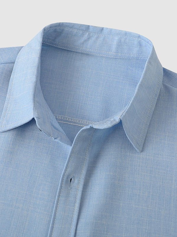 Men's solid color Cotton - linen button casual short - sleeved shirt - SHIRTS - DMED4 - YD168026 - MOOD Melbourne