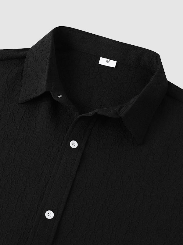 Men's Solid Color Marble Pattern Textured Casual Short Sleeve Shirt - SHIRTS - 24B0836600_S - MOOD Melbourne