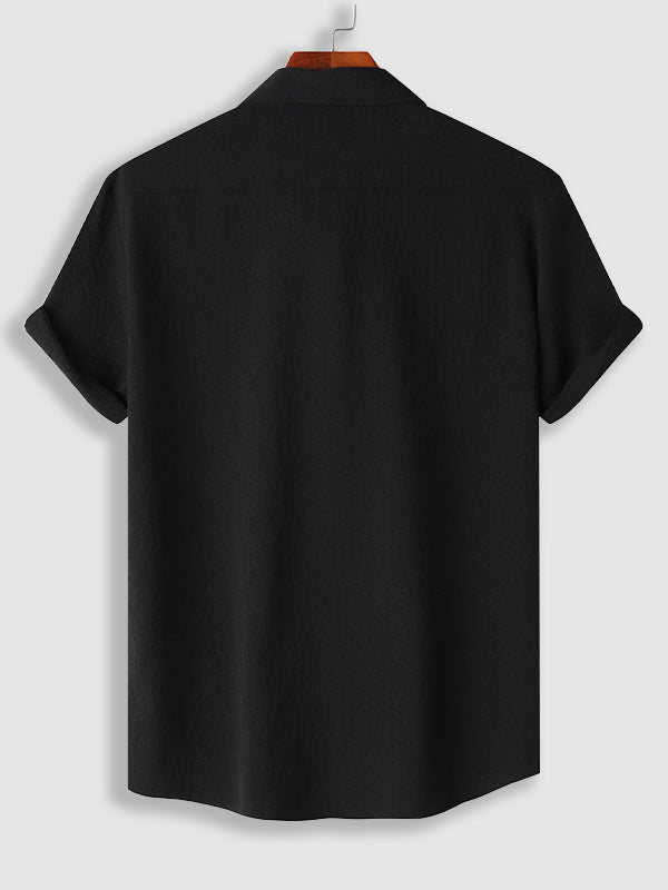 Men's Solid Color Marble Pattern Textured Casual Short Sleeve Shirt - SHIRTS - 24B0836600_S - MOOD Melbourne