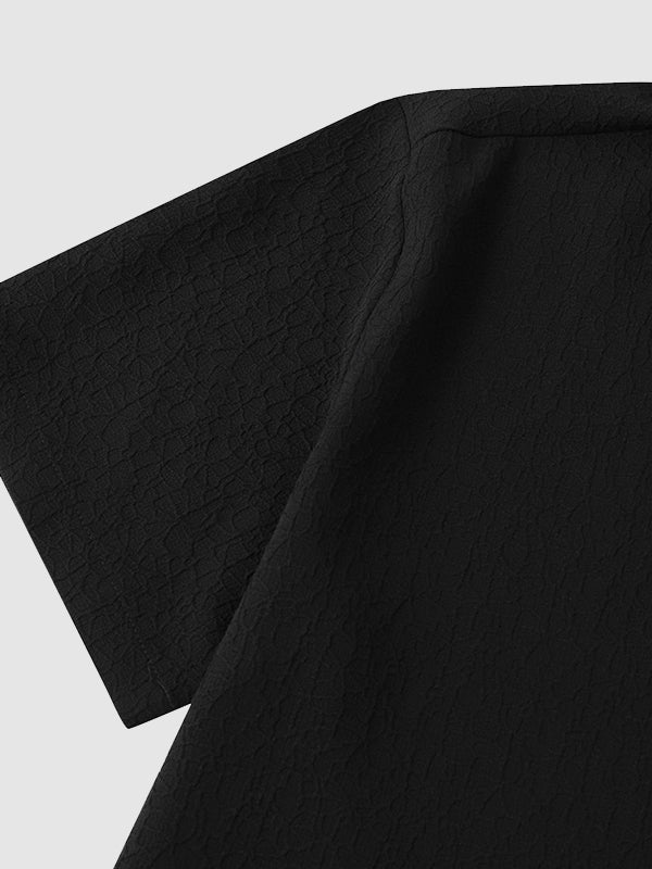 Men's Solid Color Marble Pattern Textured Casual Short Sleeve Shirt - SHIRTS - 24B0836600_S - MOOD Melbourne