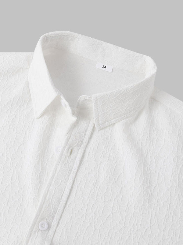 Men's Solid Color Marble Pattern Textured Casual Short Sleeve Shirt - SHIRTS - 24B0836601_S - MOOD Melbourne