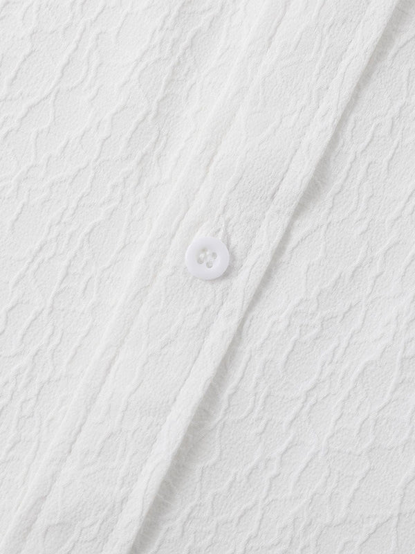 Men's Solid Color Marble Pattern Textured Casual Short Sleeve Shirt - SHIRTS - 24B0836601_S - MOOD Melbourne