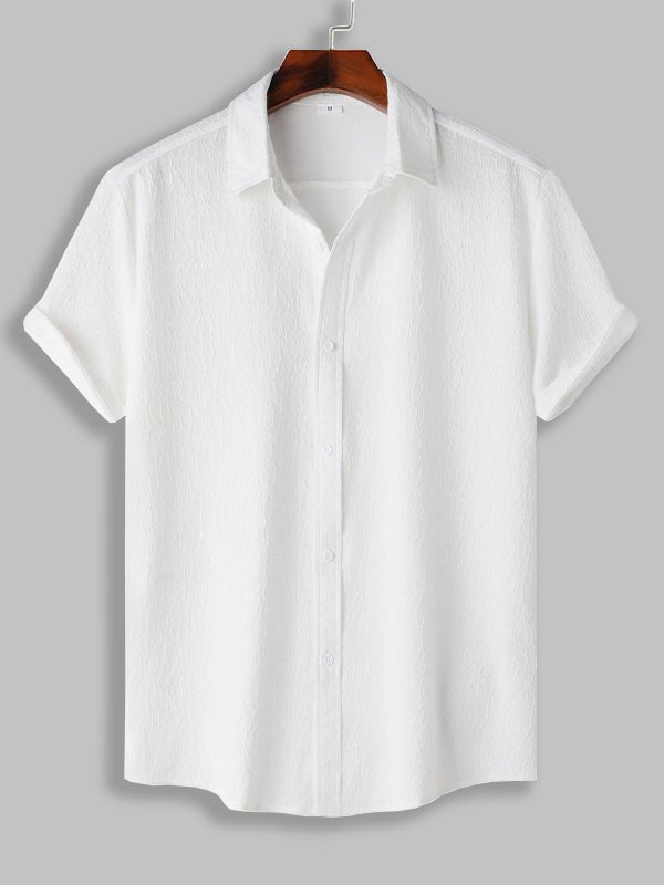 Men's Solid Color Marble Pattern Textured Casual Short Sleeve Shirt - SHIRTS - 24B0836601_S - MOOD Melbourne