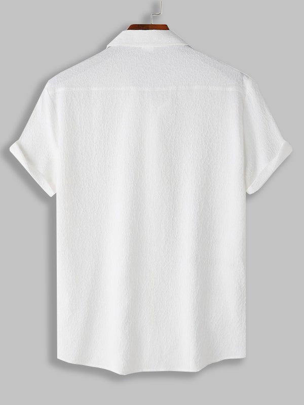 Men's Solid Color Marble Pattern Textured Casual Short Sleeve Shirt - SHIRTS - 24B0836601_S - MOOD Melbourne