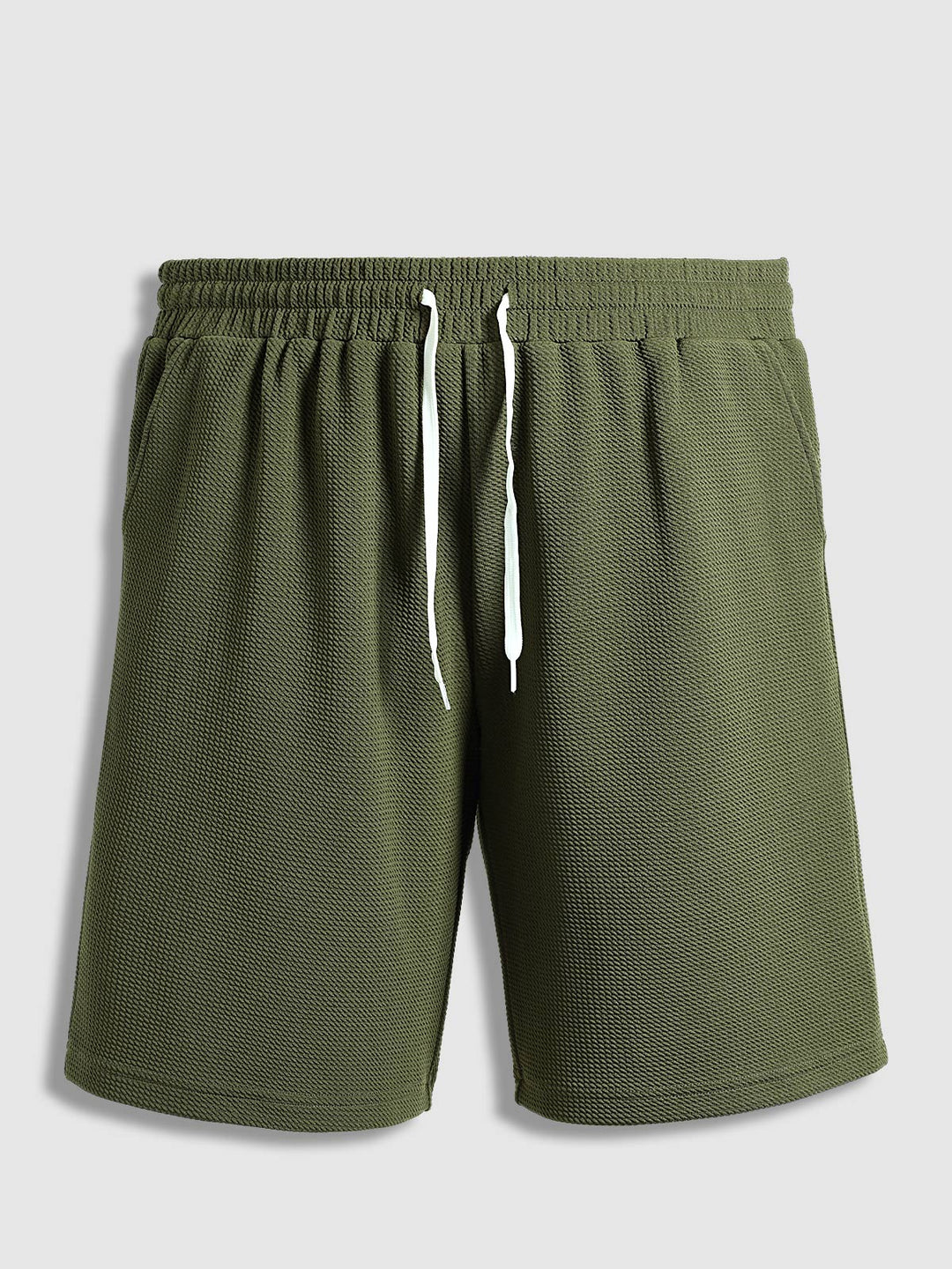 Men's solid color textured casual round neck T-shirt shorts set - SETS - 24B2307240_S - MOOD Melbourne