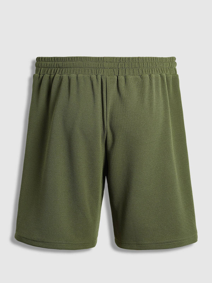 Men's solid color textured casual round neck T-shirt shorts set - SETS - 24B2307240_S - MOOD Melbourne