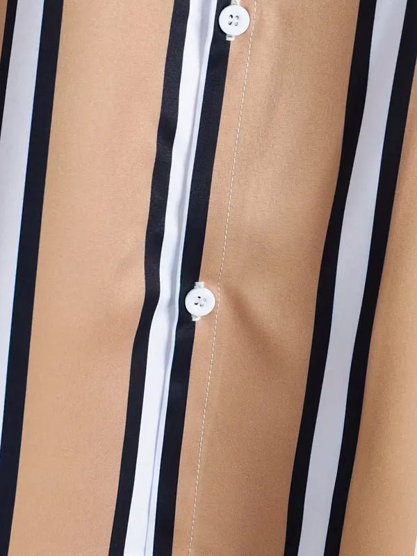 Men's Striped Print Button Casual Short Sleeve Shirt - SHIRTS - 24B0828636_M - MOOD Melbourne