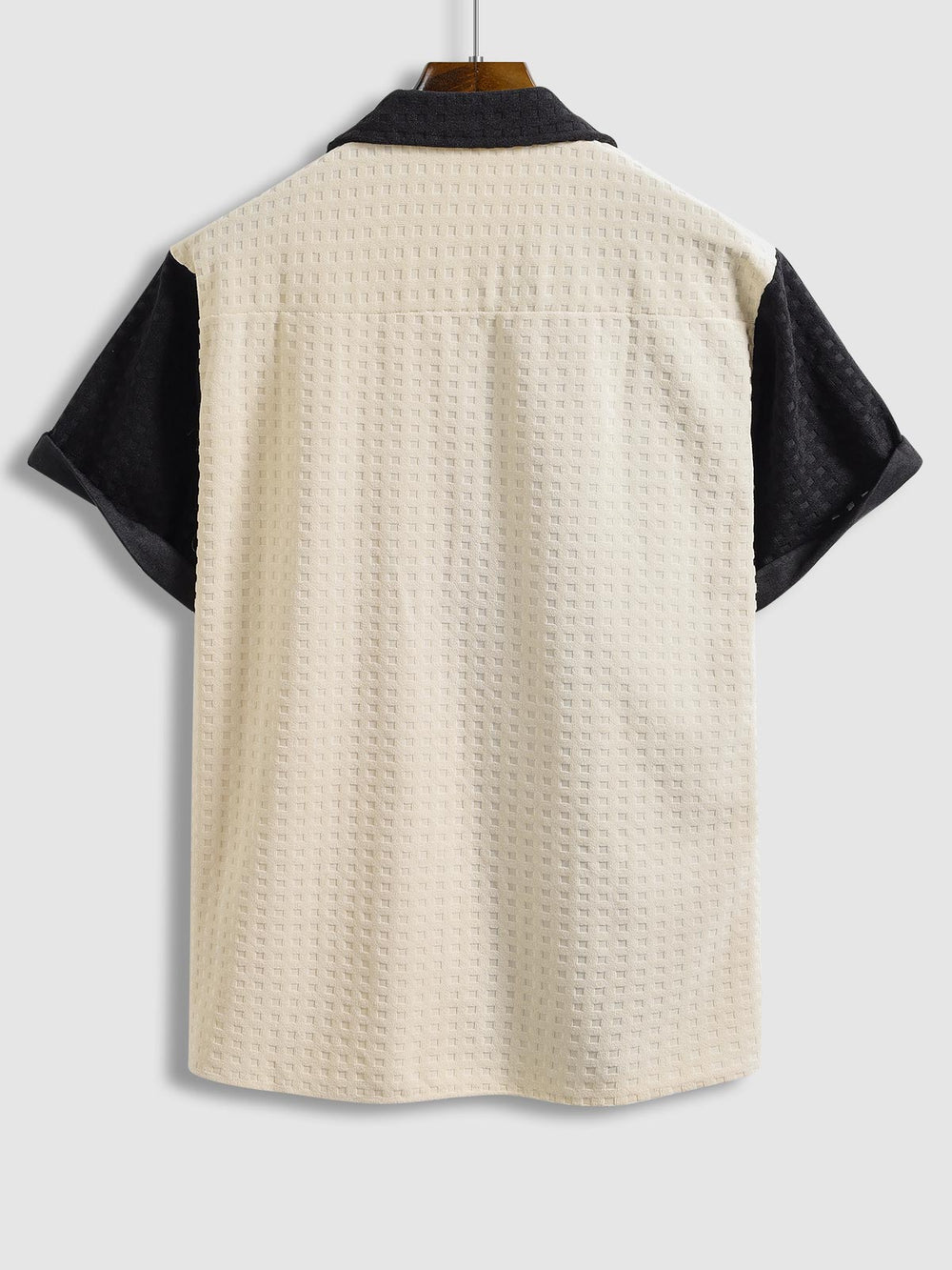 Men's Terry Cloth Color Block Cuban Collar Short Sleeve Shirt - SHIRTS - 24B1006438_S - MOOD Melbourne