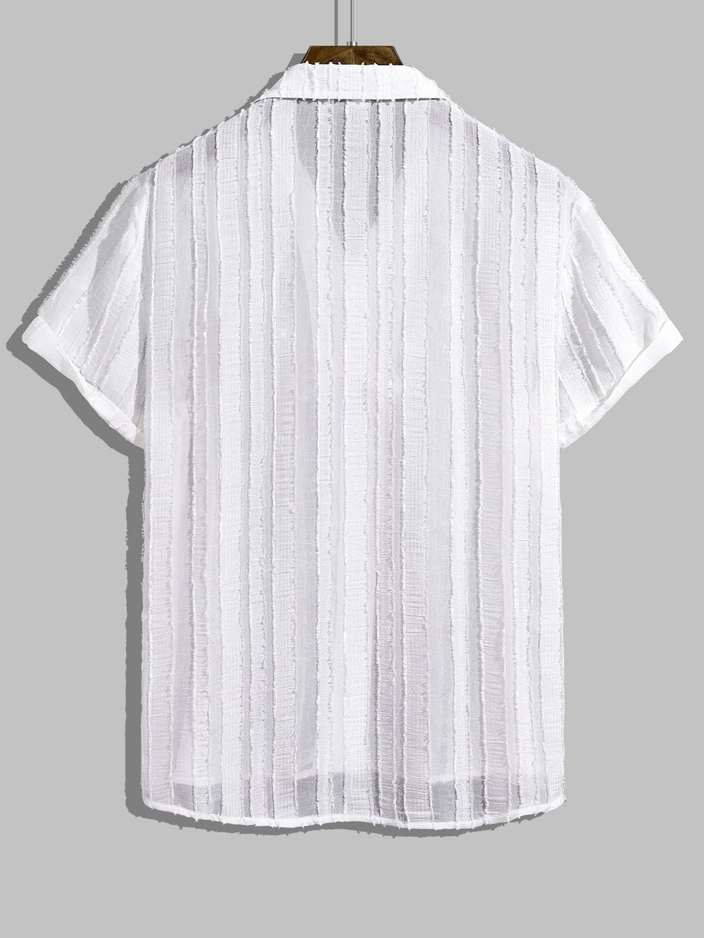 Men's textured Cuban collar casual solid color short - sleeved shirt - SHIRTS - 24B1006301_S - MOOD Melbourne