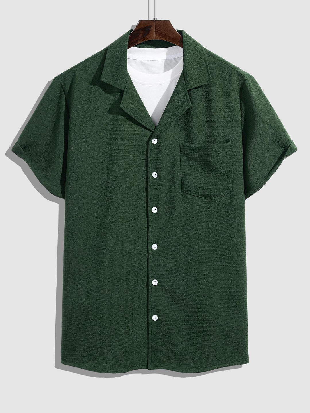 Men's textured Cuban collar shirt casual shorts set - SETS - 24B2300540_S - MOOD Melbourne