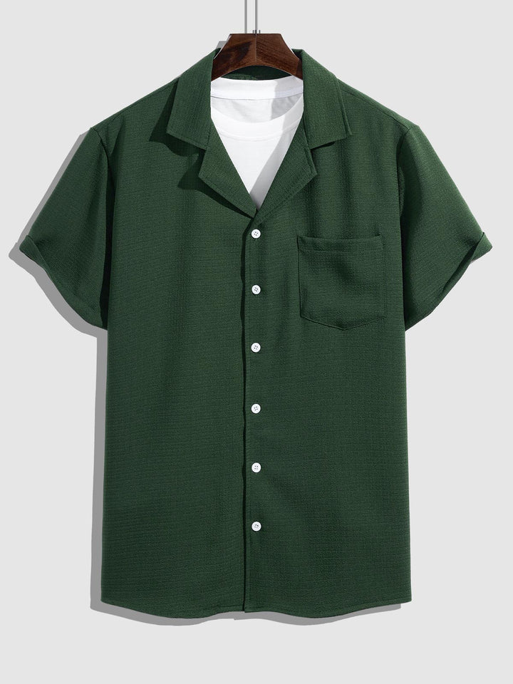 Men's textured Cuban collar shirt casual shorts set - SETS - 24B2300540_S - MOOD Melbourne