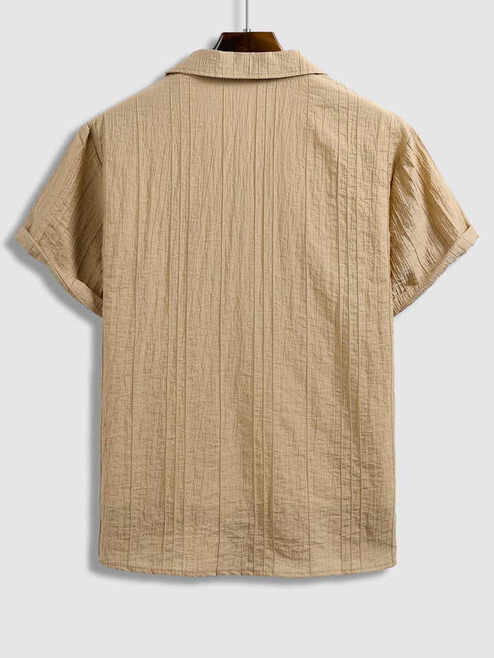 Men's Textured Cuban Collar Shirt Casual Shorts Set - SETS - 24B2301935_S - MOOD Melbourne