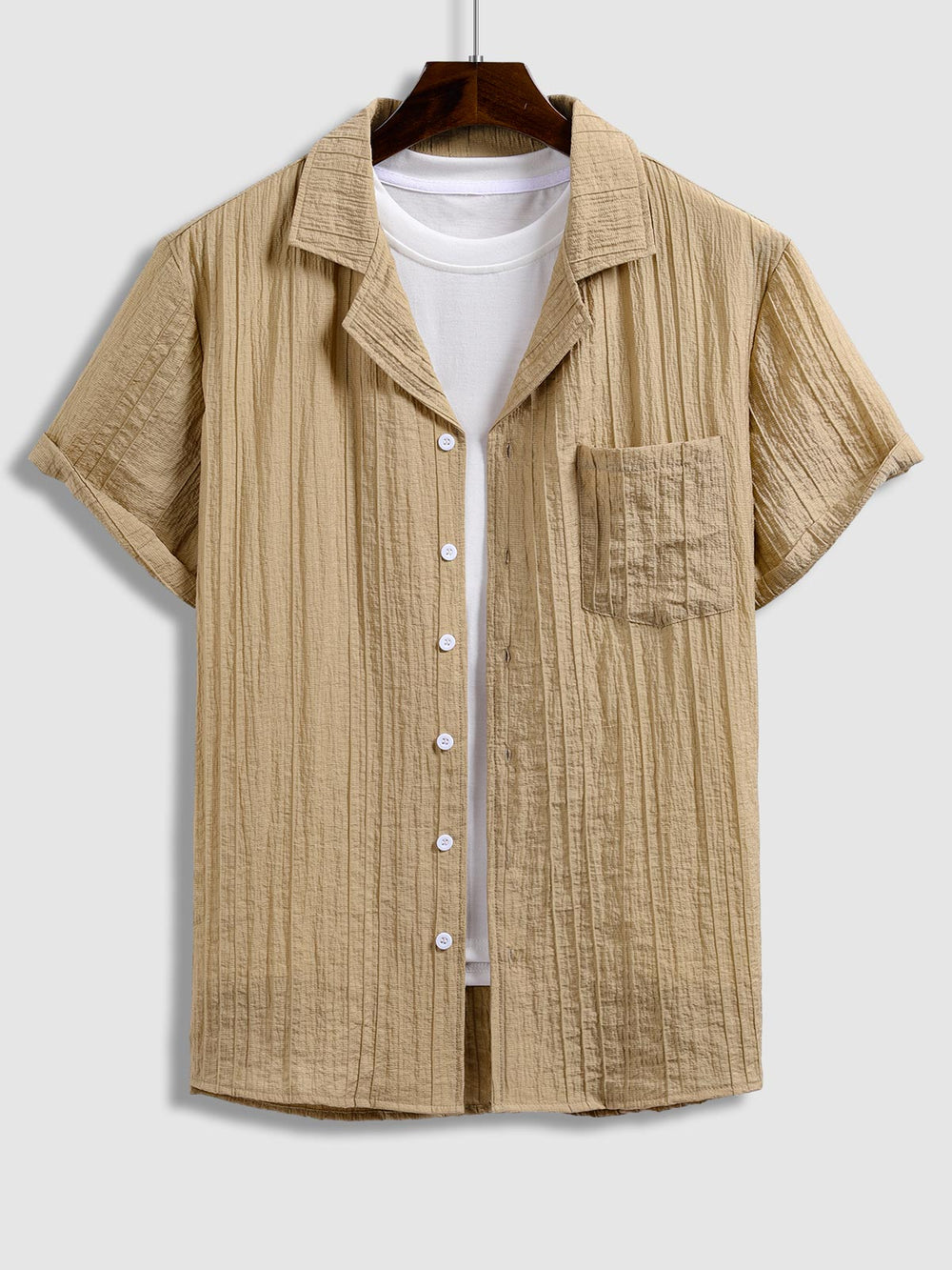 Men's Textured Cuban Collar Shirt Casual Shorts Set - SETS - 24B2301935_S - MOOD Melbourne
