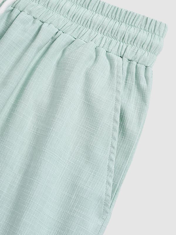 Men's textured short - sleeved shirt casual shorts solid color set - SETS - 24B2301540_S - MOOD Melbourne