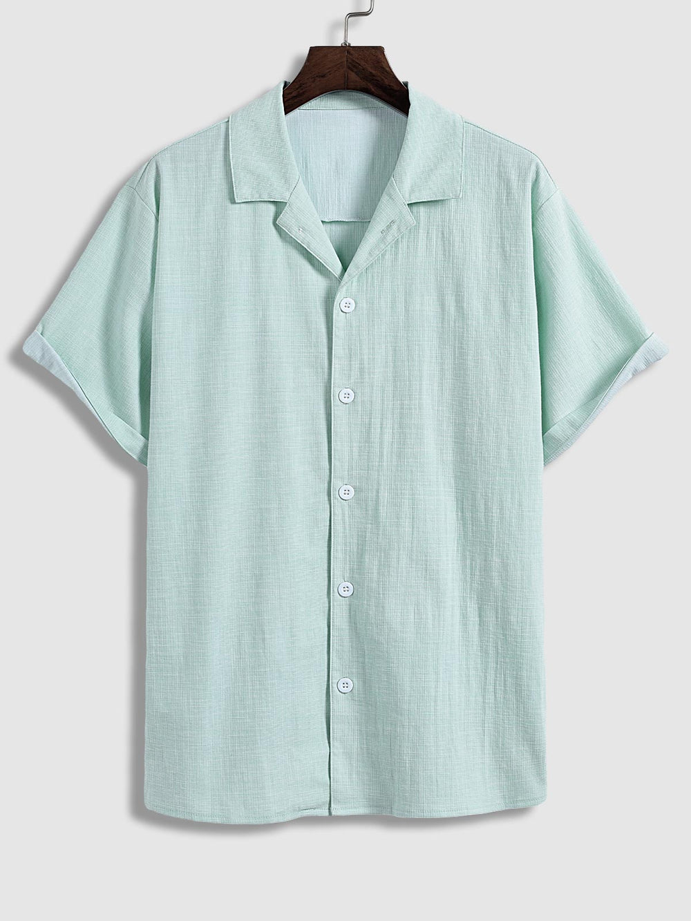 Men's textured short - sleeved shirt casual shorts solid color set - SETS - 24B2301540_S - MOOD Melbourne