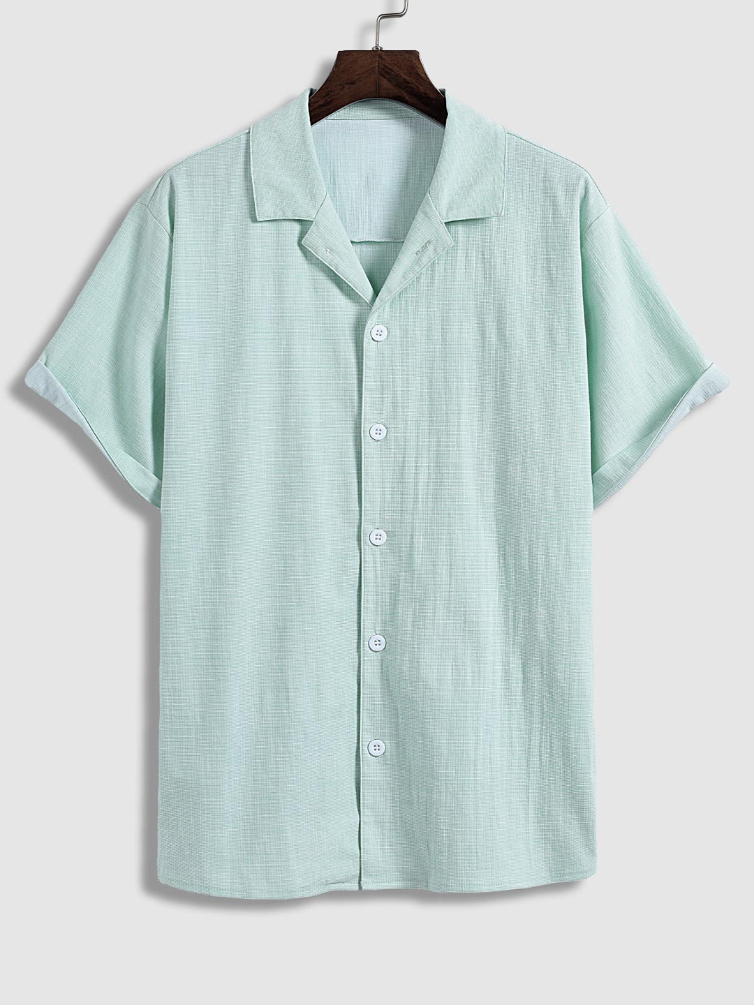 Men's textured short - sleeved shirt casual shorts solid color set - SETS - 24B2301540_S - MOOD Melbourne