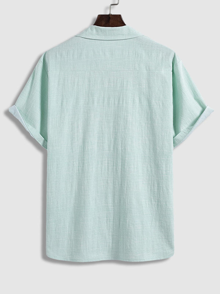 Men's textured short - sleeved shirt casual shorts solid color set - SETS - 24B2301540_S - MOOD Melbourne