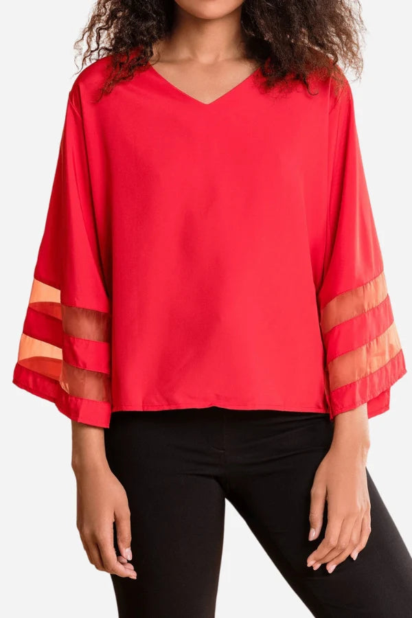 Mood - Mesh panel sleeve loose fit top