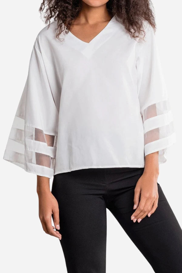 Mood - Mesh panel sleeve loose fit top