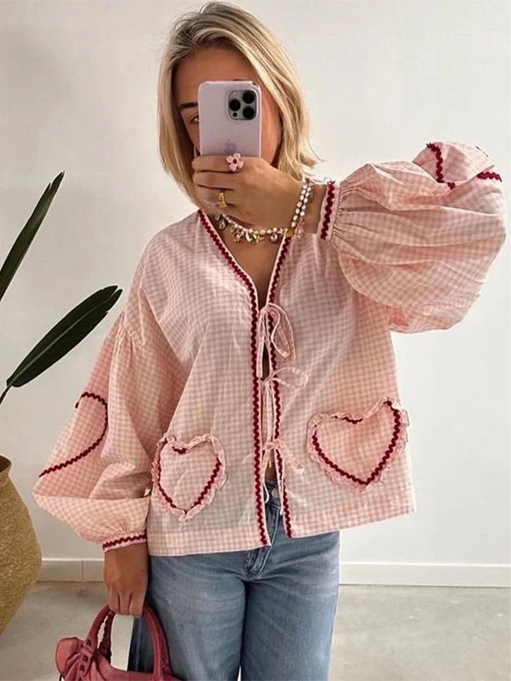 MILA - Heart Blouse - 14:771#01 pink;5:100014064 - MOOD Melbourne