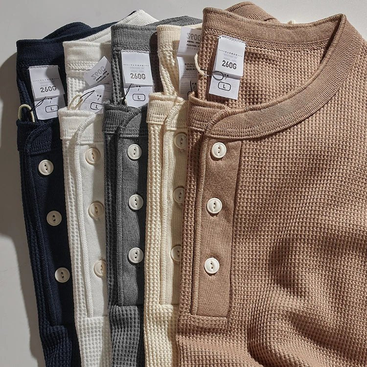 Miles | Classic Waffle Henley Shirt - Shirt - MOOD Melbourne
