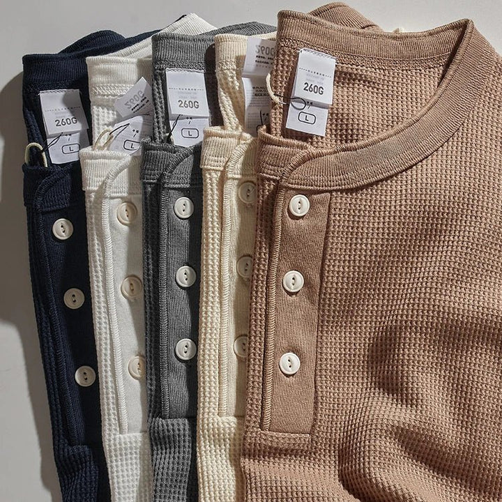 Miles | Classic Waffle Henley Shirt - Shirt - MOOD Melbourne