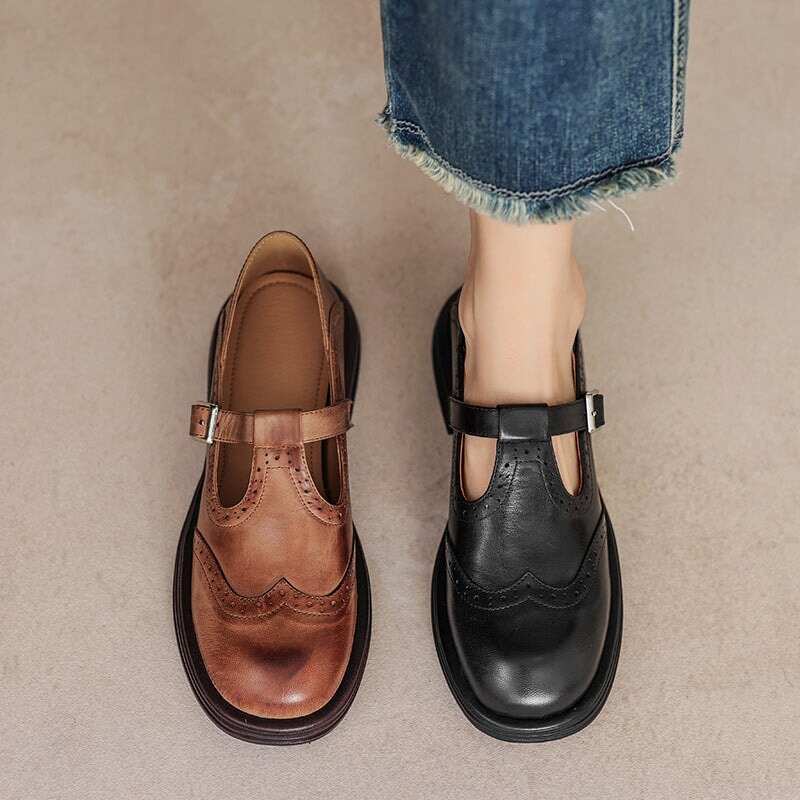 Mira | Vintage T - Strap Flats - Shoes - MOOD Melbourne