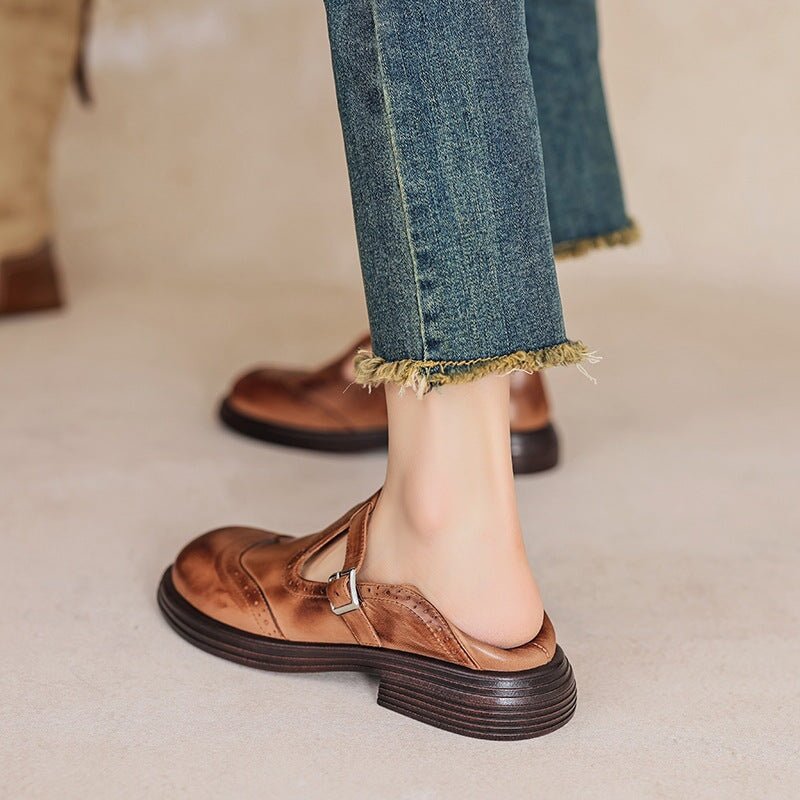 Mira | Vintage T - Strap Flats - Shoes - MOOD Melbourne
