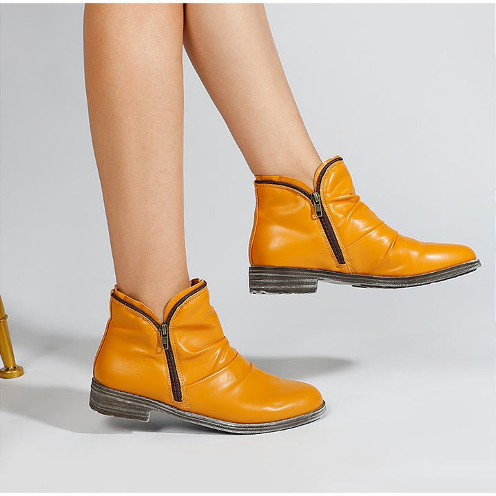 Mirella | Ruched Side - Zip Ankle Boots - Boots - MOOD Melbourne