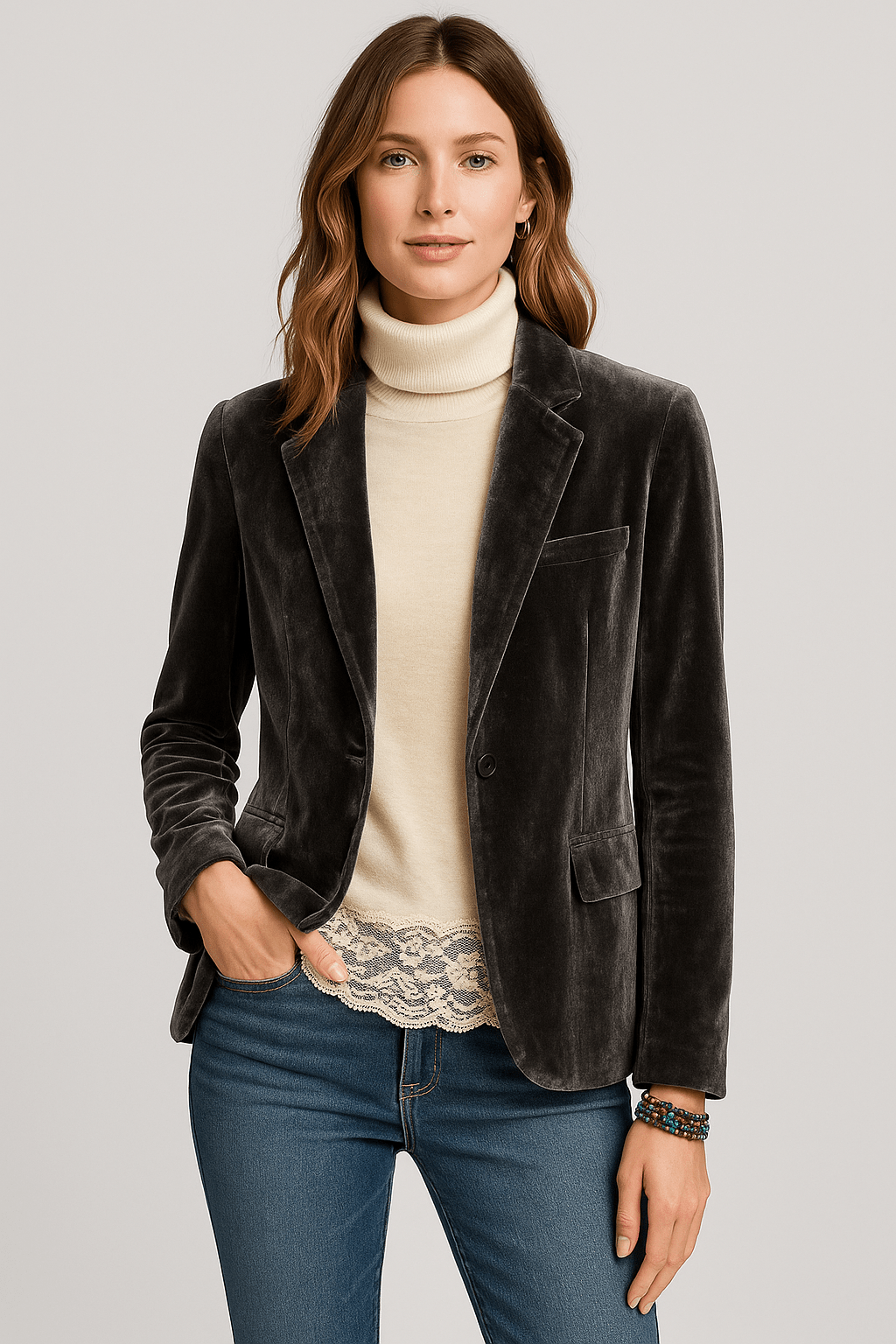 Noemie | Elegant Slim Fit Velvet Blazer - Blazer - MOOD Melbourne