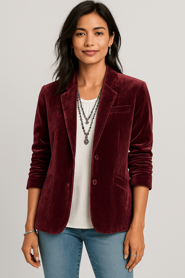 Noemie | Elegant Slim Fit Velvet Blazer - Blazer - MOOD Melbourne