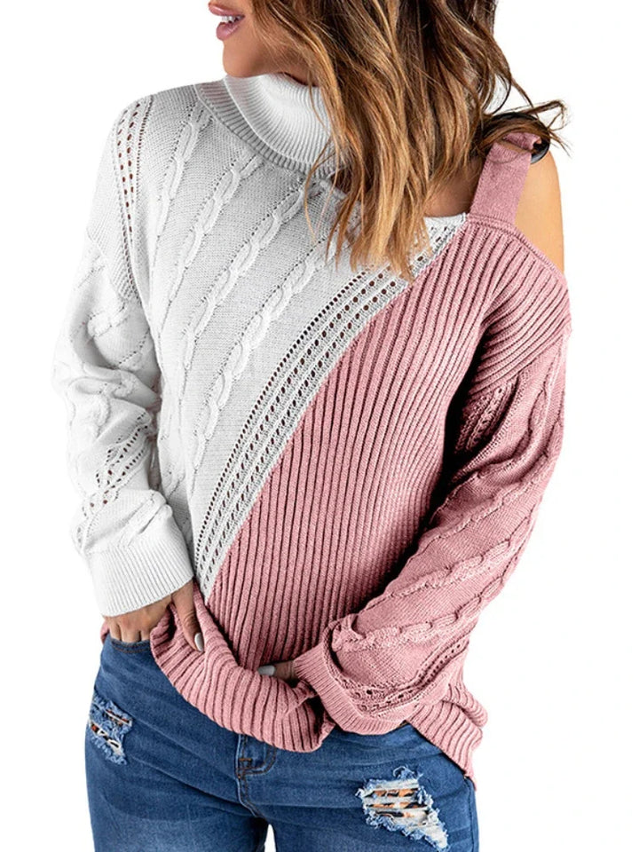 Off Shoulder Buckle Knitted Sweater