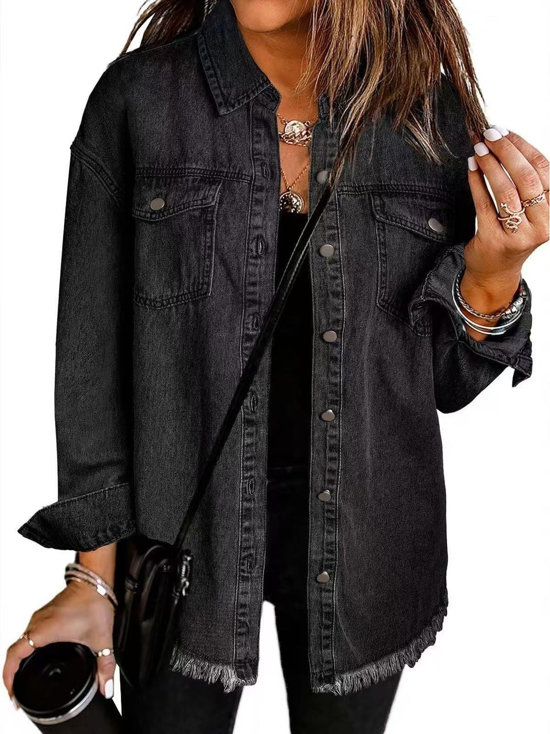 Raya | Frayed Hem Oversized Denim Shirt - Shirt - MOOD Melbourne