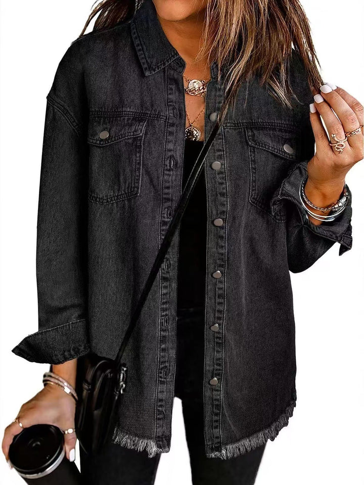 Raya | Frayed Hem Oversized Denim Shirt - Shirt - MOOD Melbourne