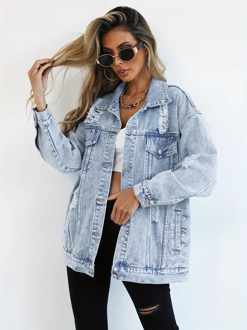 Rhea | Oversized Casual Vintage Women’s Denim Jacket - Jackets - MOOD Melbourne