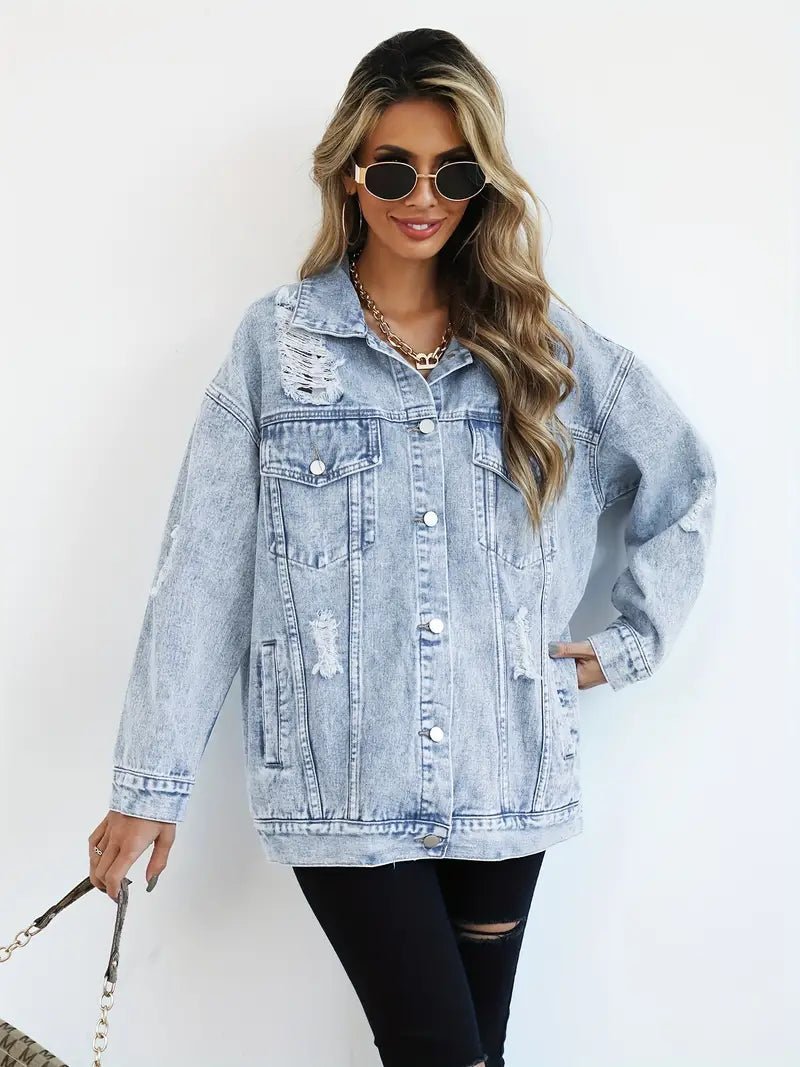Rhea | Oversized Casual Vintage Women’s Denim Jacket - Jackets - MOOD Melbourne