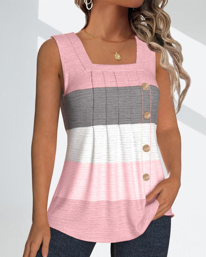 Sienna | Striped Pleated Tank Top - Blouses & Shirts - AUS - 0224 - MOOD Melbourne