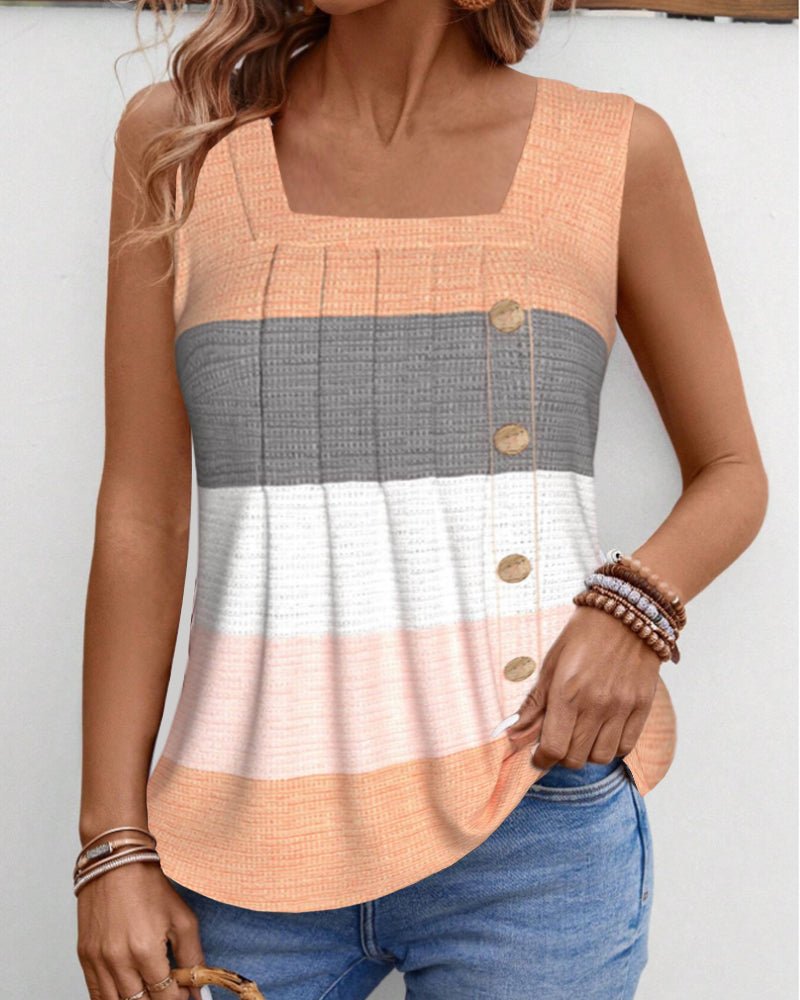 Sienna | Striped Pleated Tank Top - Blouses & Shirts - AUS - 0224 - MOOD Melbourne