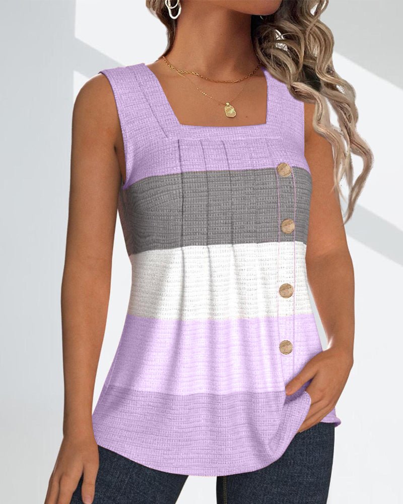 Sienna | Striped Pleated Tank Top - Blouses & Shirts - AUS - 0224 - MOOD Melbourne