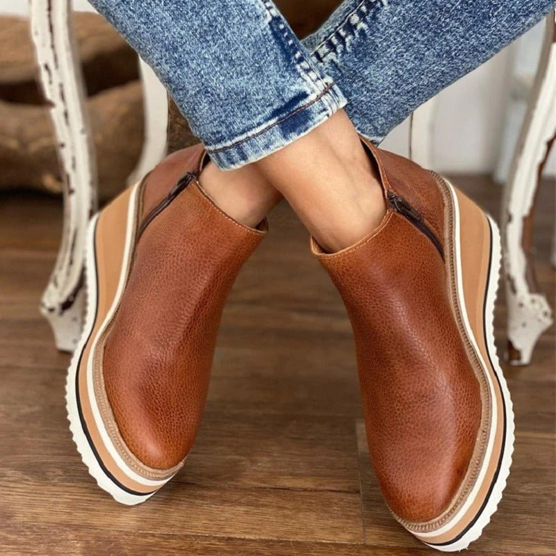 Teyla | Zip - Up Wedge Platform Boots - Boots - MOOD Melbourne