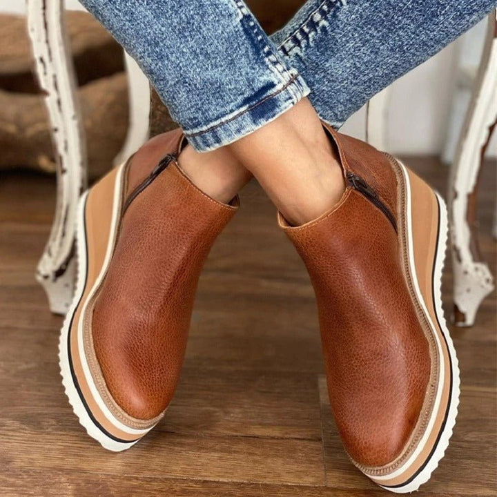 Teyla | Zip - Up Wedge Platform Boots - Boots - MOOD Melbourne