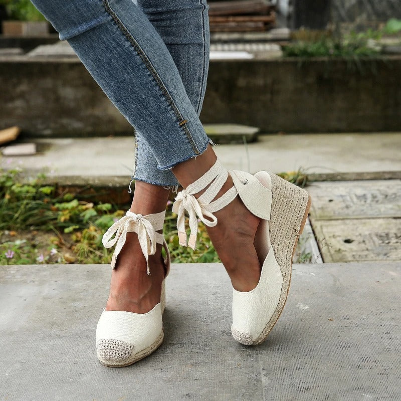 Amelie | Lace-Up Wedge Espadrilles