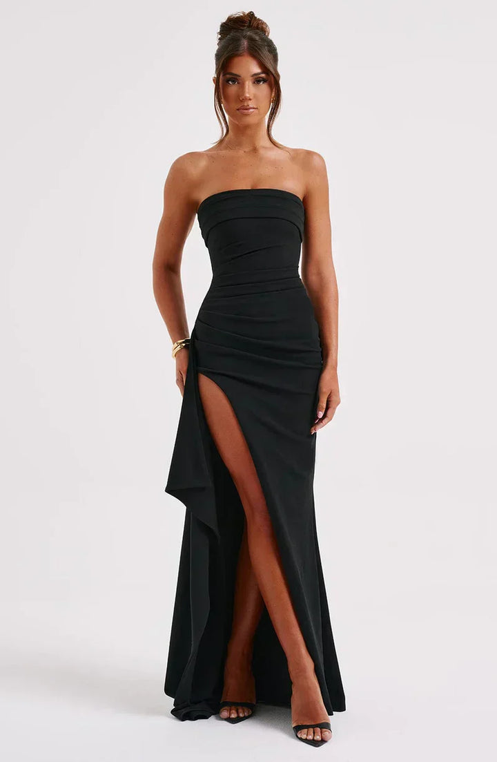 Zafira | Strapless Ruched Evening Maxi Dress