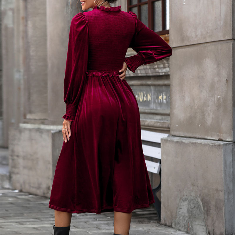 Wine Red Tummy-Tuck Elegance Dress