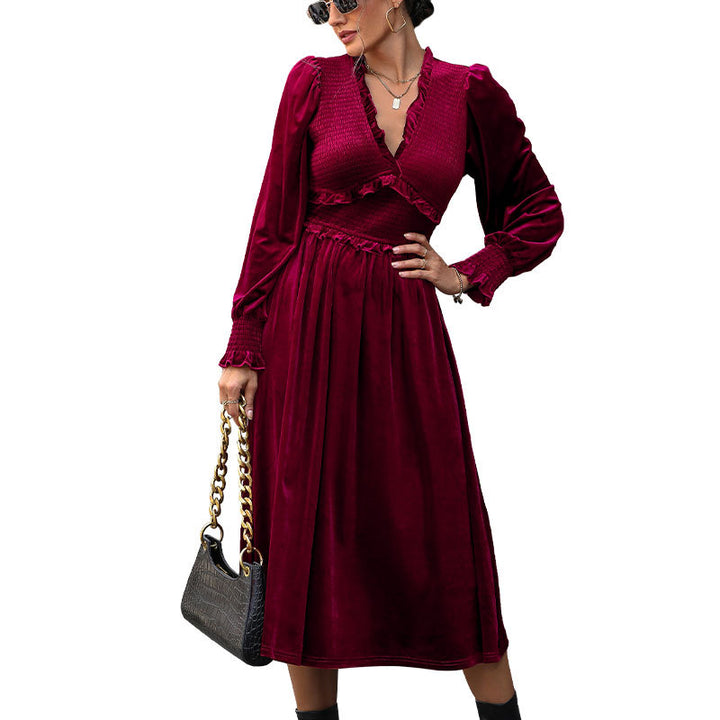 Wine Red Tummy-Tuck Elegance Dress