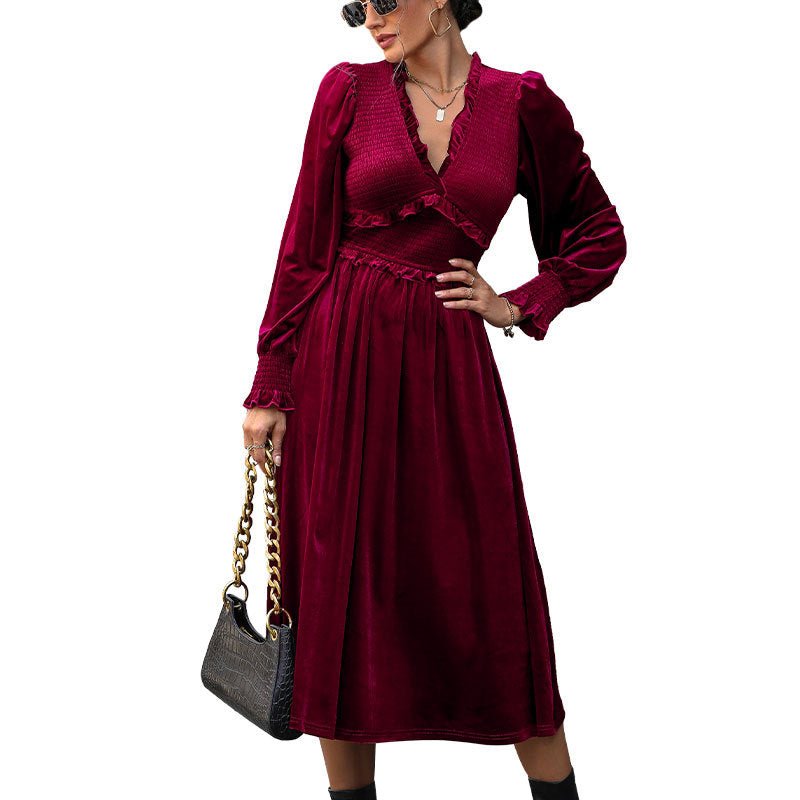 Wine Red Tummy - Tuck Elegance Dress - 100433365900019 - MOOD Melbourne